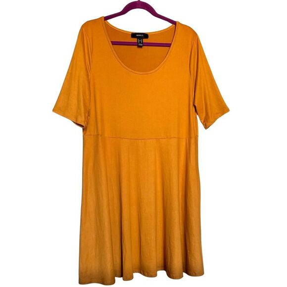 Forever 21+ Womens Dress Scoop Neck A-Line Midi 3X Mustard Fall Thanksgiving USA - Picture 1 of 8